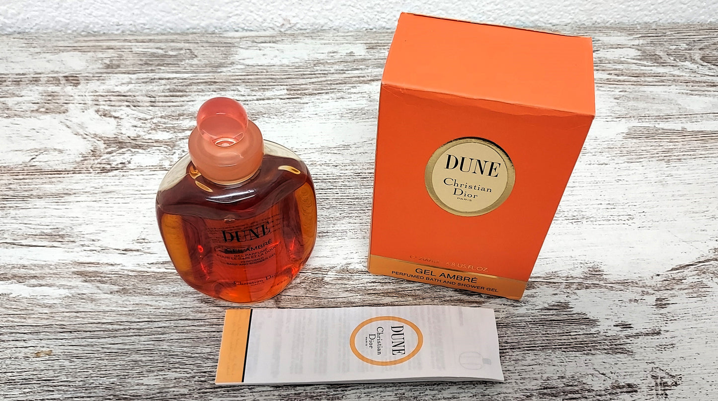Dune Dior GEL AMBREE Perfumed bath & Shower Gel 200ml. Vintage extremely rare.