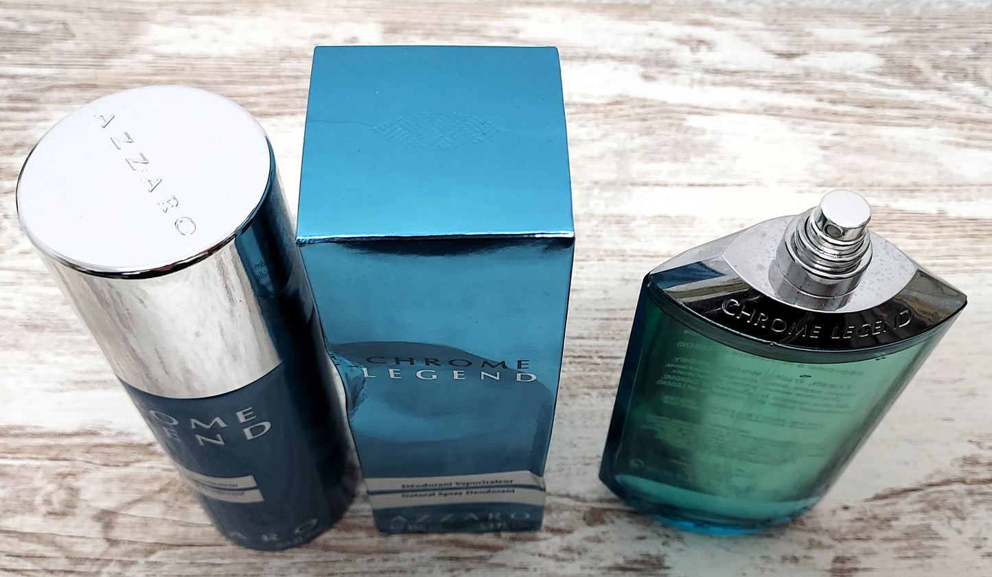 Azzaro Chrome Legend EDT 125ml + Deodorant Spray 150ml. Discontinued.