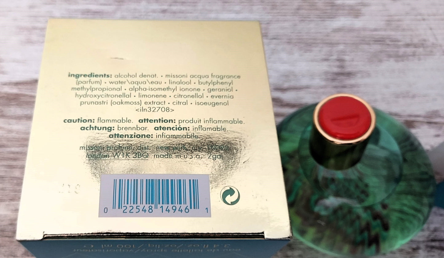 Missoni Acqua EDT (eau de toilette) 100ml. Discontinued vintage extremely rare.