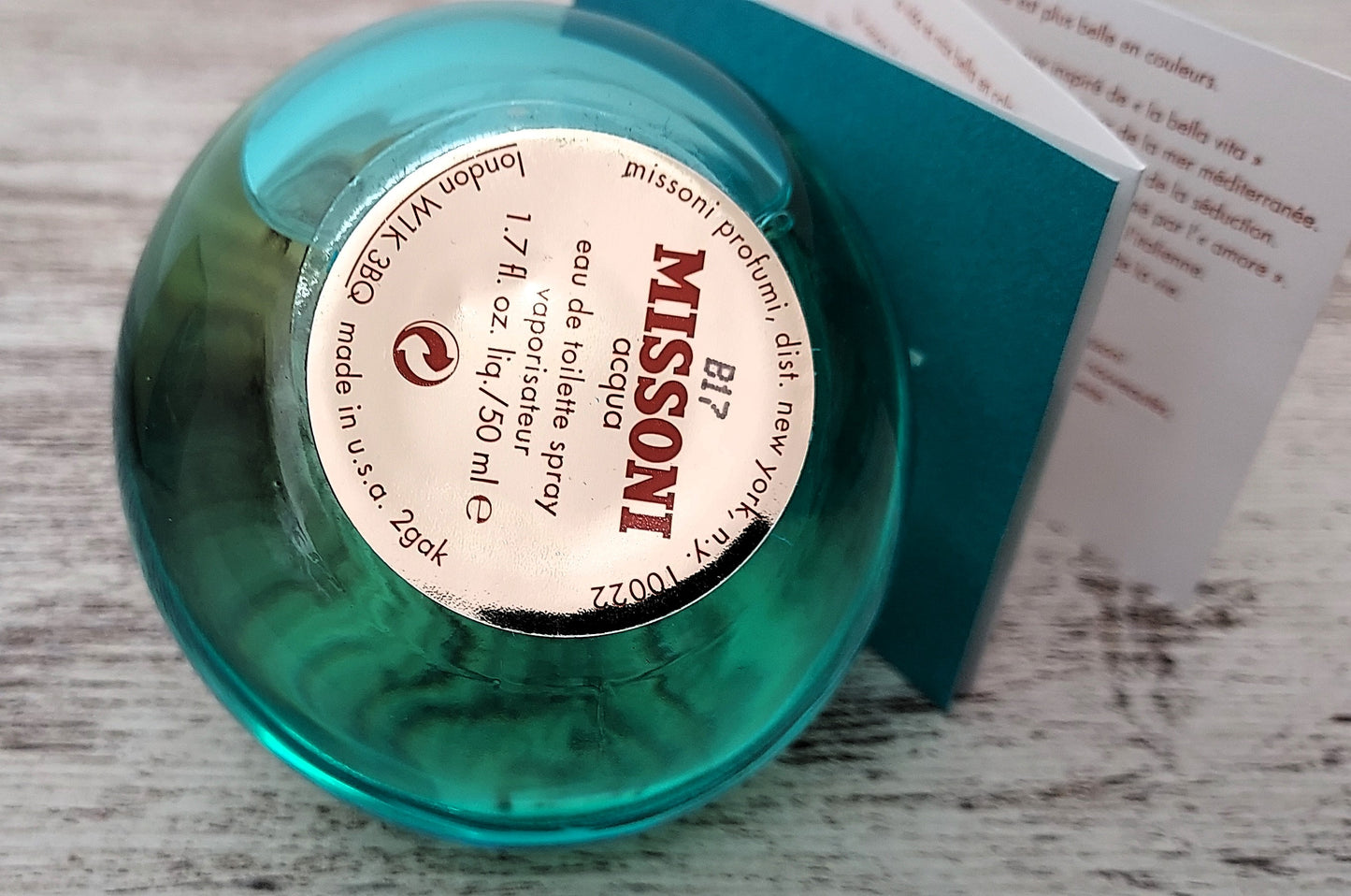 Missoni Acqua EDT (eau de toilette) 50ml. Discontinued vintage extremely rare.