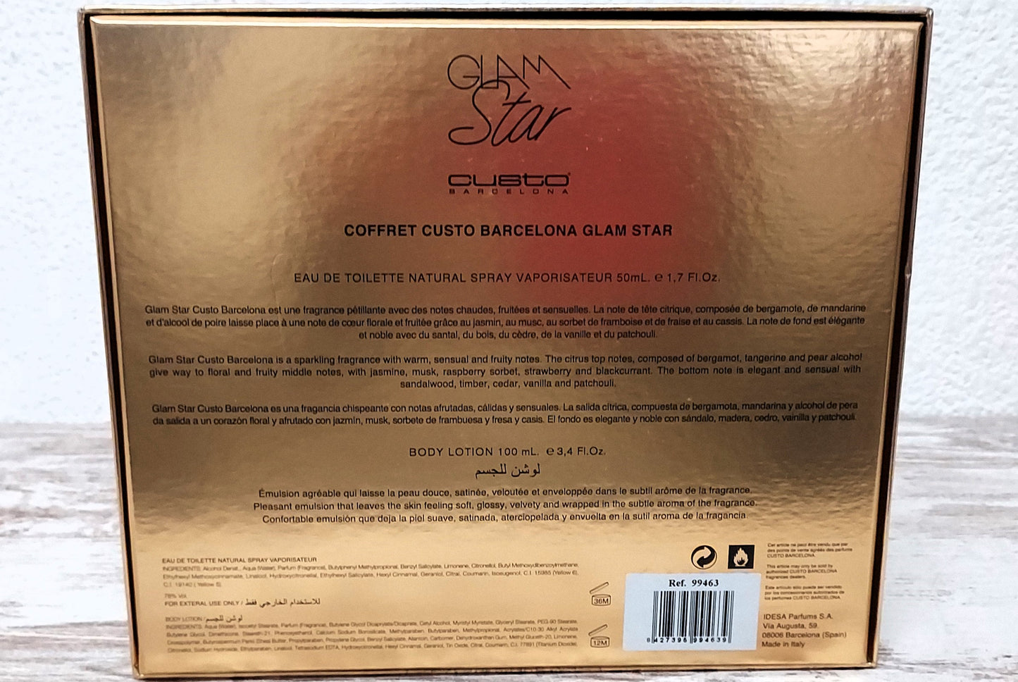 Glam Star Custo Barcelona EDT (eau de toilette) 50ml + Body Lotion 100ml. Discontinued.
