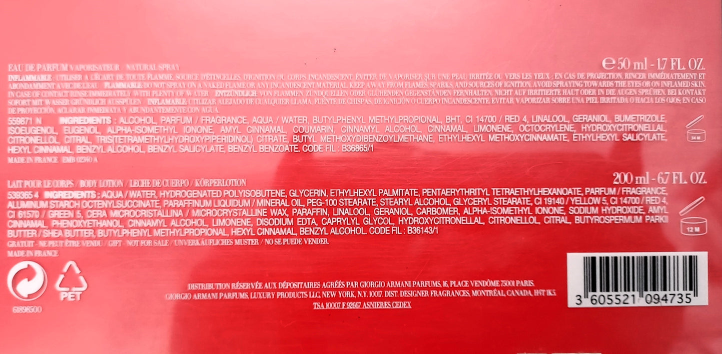 Idole Armani EDP (eau de parfum) 50ml + Body Lotion 200ml. Discontinued vintage formula.