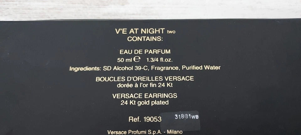 V'e Versace EDP (eau de parfum SPLASH) 50ml + Earrings / Pendientes. Vintage.