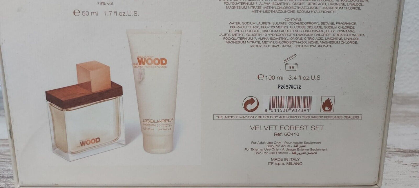 She Wood Velvet Forest Wood Dsquared2 EDP 50ml + Shower Gel 100ml. Discontinued.