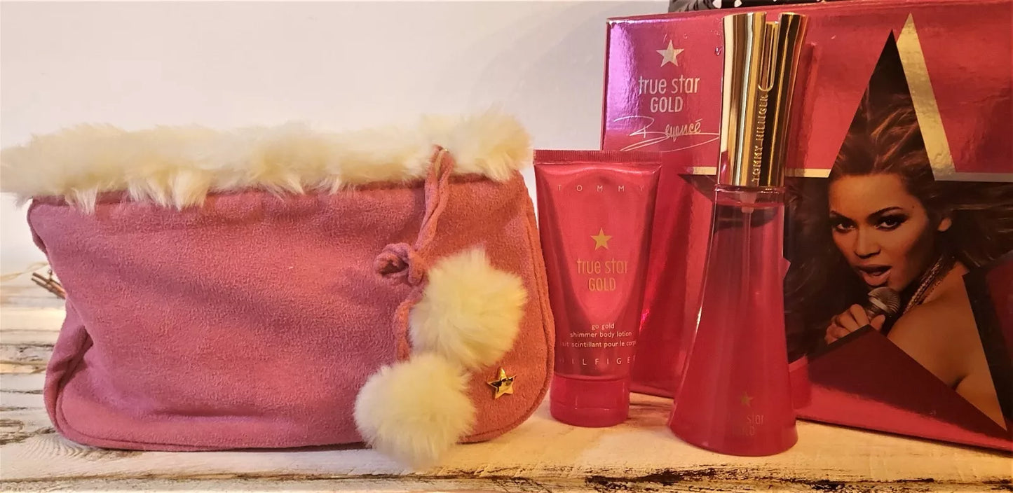 True Star GOLD Tommy Hilfiger EDP 75ml + Body Loton 75ml + Toiletry bag. Vintage.