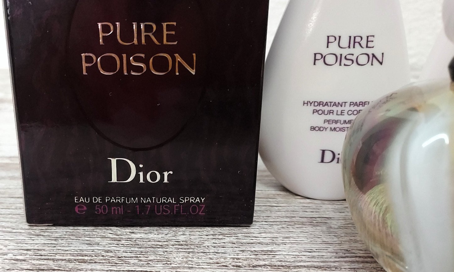 Pure Poison Dior EDP 50ml + Body Lotion 50ml + Shower Gel 50ml. Vintage formula.