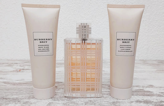 Burberry Brit for Her EDT 100ml + Gel 100ml + Body Lotion 100ml. Disxontinued.