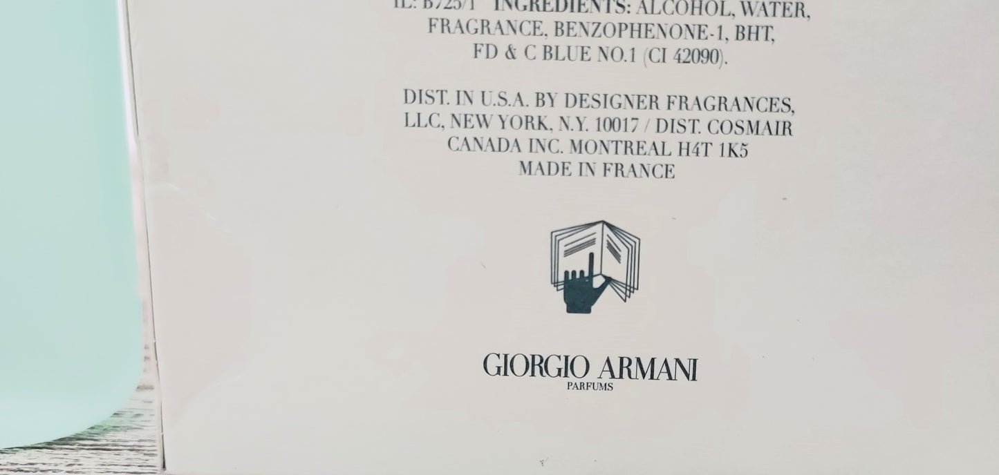 Acqua di Gio Armani EDT (eau de toilette) 100ml. Year 2001. BC: UW274. Discontinued vintage.