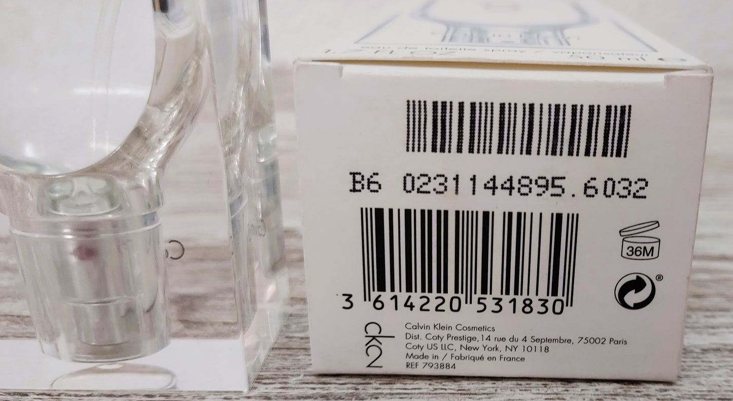 CK2 Calvin Klein EDT (eau de toilette) 50ml. Discontinued. Unisex Fragrance.