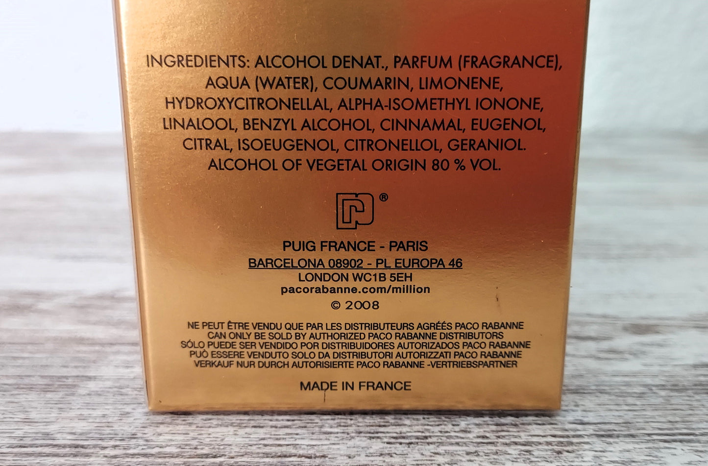 1 Million Paco Rabanne EDT (eau de toilette) 100ml. discontinued packaging.