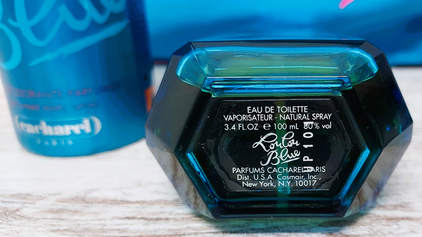 LouLou Blue Cacharel EDT (eau de toilette) 100ml + Deo Spray 150ml. Discontinued vintage.