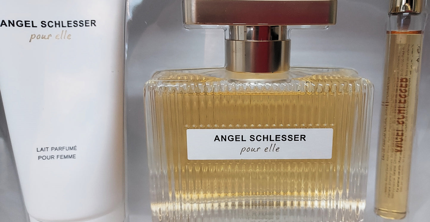 Angel Schlesser pour Elle EDP 100ml + EDP 10ml + Body Lotion 100ml. Discontinued.