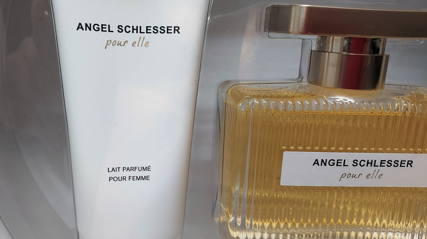 Angel Schlesser pour Elle EDP 100ml + EDP 10ml + Body Lotion 100ml. Discontinued.