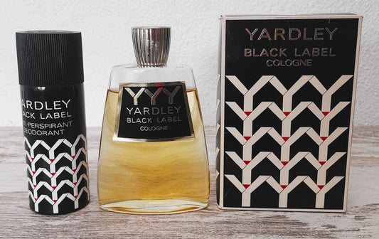 Black Label Yardley EDT 200ml (Evaporated) + Deo Spray 140g. Vintage very rare.