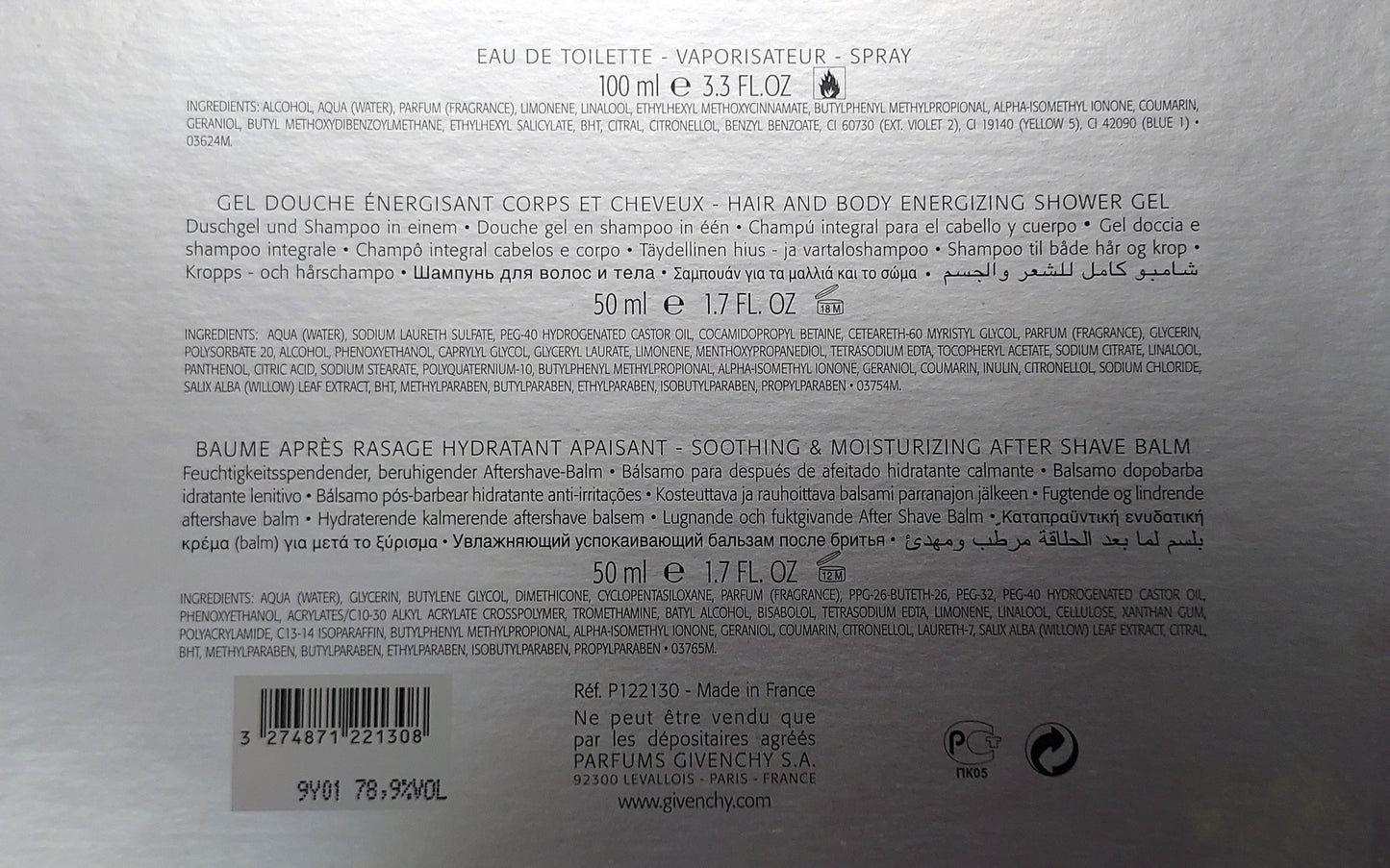 Pi Neo Givenchy EDT 100ml + After Shave 50ml + Shower Gel 50ml. Discontinued.