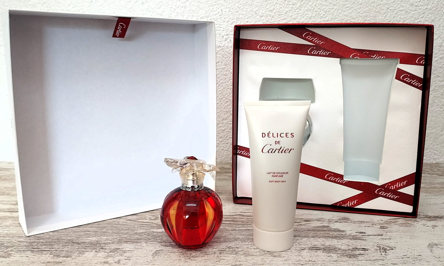 Delices de Cartier EDT (eau de toilette) 50ml + Body Lotion 100ml. Discontinued.