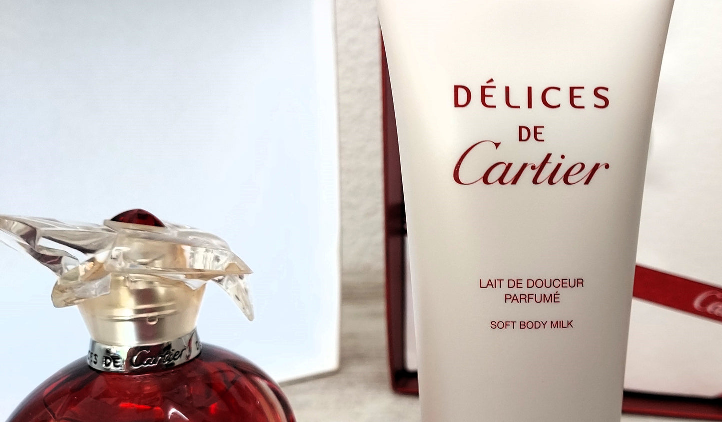 Delices de Cartier EDT (eau de toilette) 50ml + Body Lotion 100ml. Discontinued.
