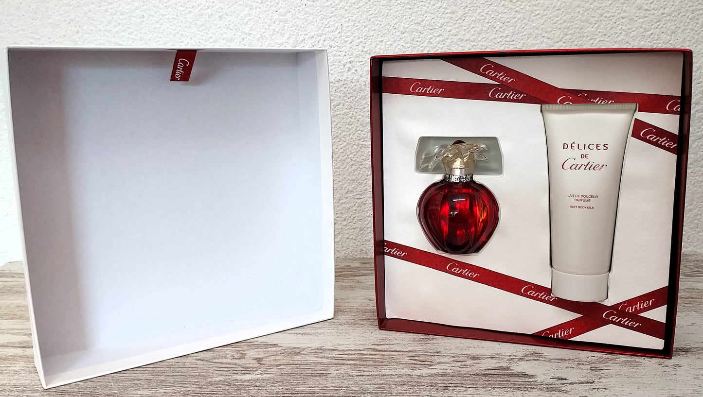 Delices de Cartier EDT (eau de toilette) 50ml + Body Lotion 100ml. Discontinued.