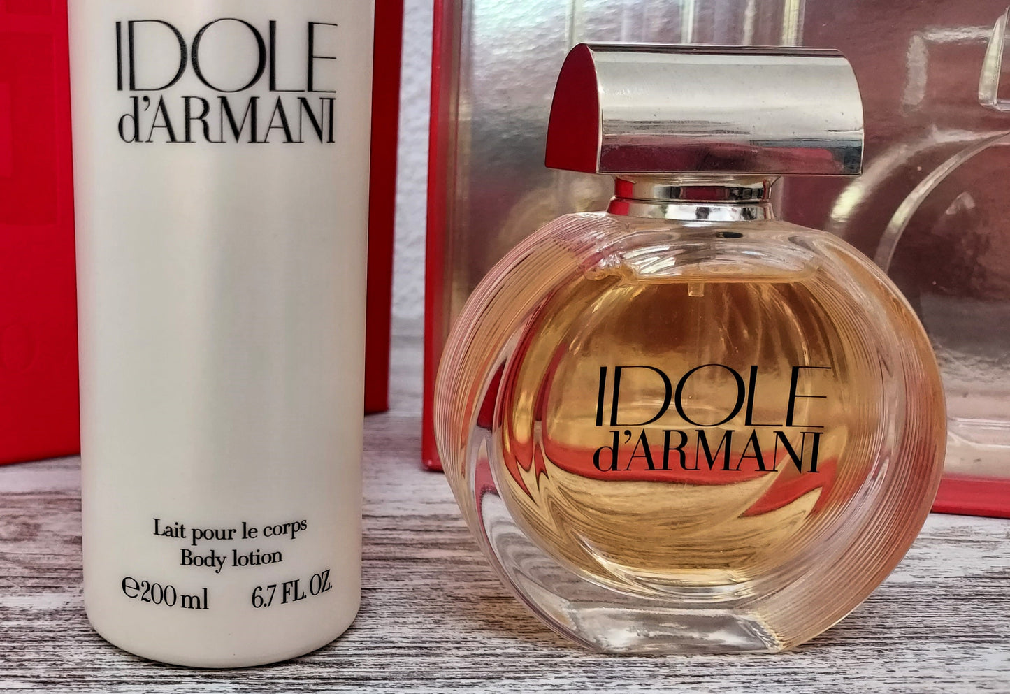 Idole Armani EDP (eau de parfum) 50ml + Body Lotion 200ml. Discontinued vintage formula.