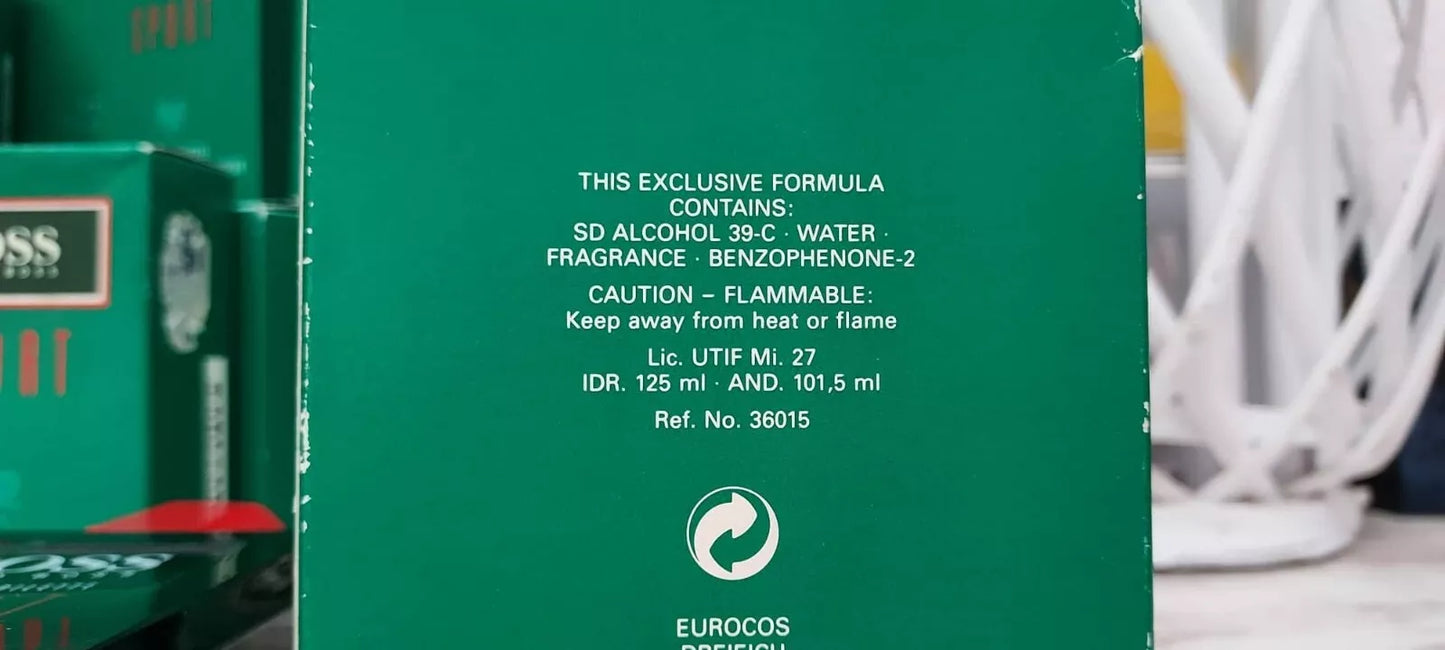 Boss Sport GREEN Hugo Boss EDT (eau de toilette SPLASH) 125ml. EUROCOS vintage.