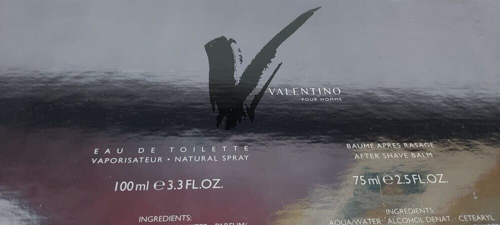 V pour Homme Valentino EDT 100ml + After Shave Balm 75ml. Extremely rare item.