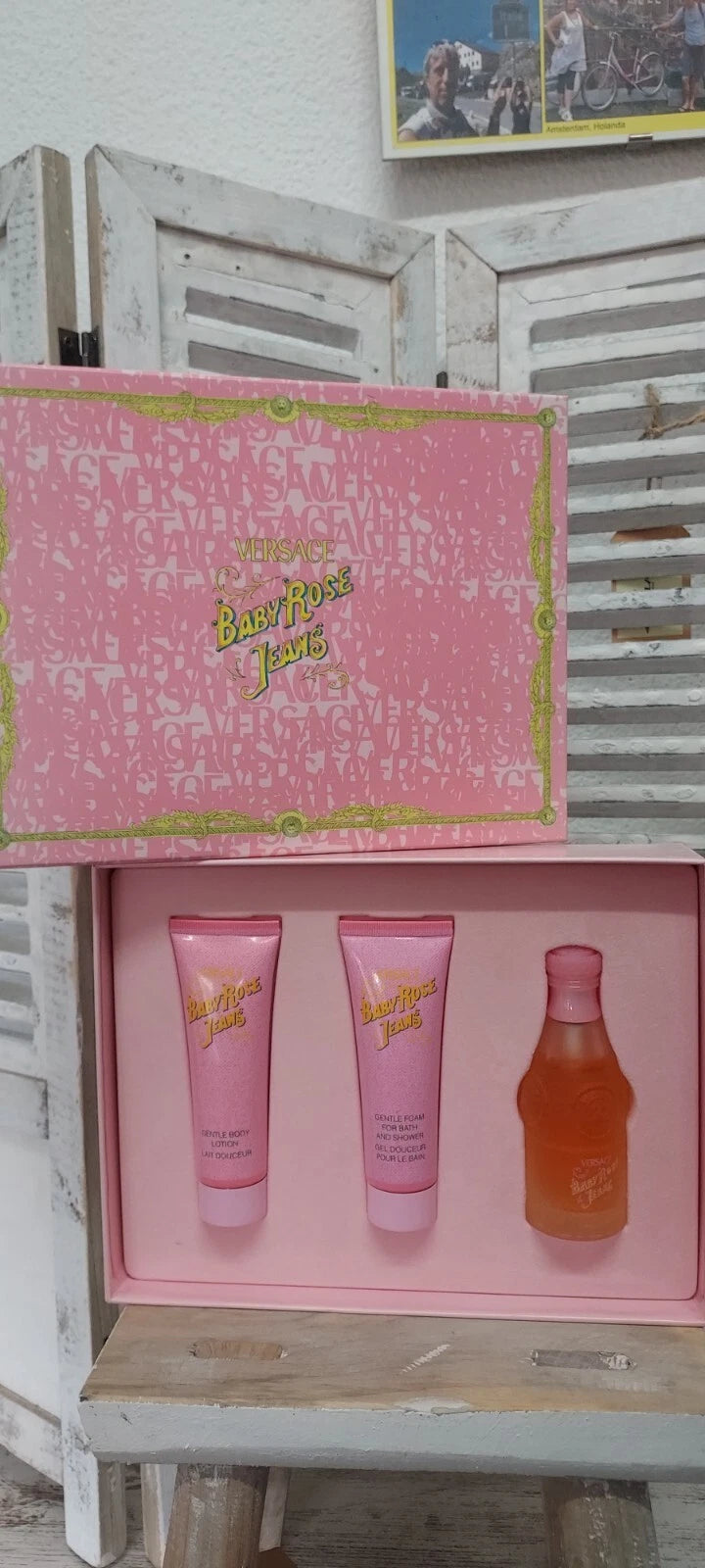 Baby Rose jeans Versace EDT 50ml + Body Lotion 50ml + gel 50ml. Vintage rare.
