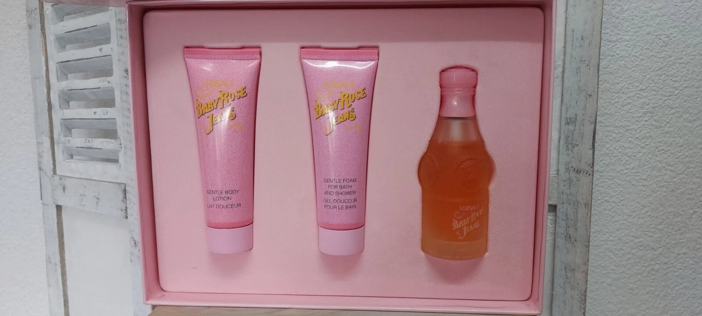 Baby Rose jeans Versace EDT 50ml + Body Lotion 50ml + gel 50ml. Vintage rare.